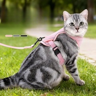 Cat Harness Leash Set Escape Proof Reflective for Night Safety Adjustable Cat Walking Harness