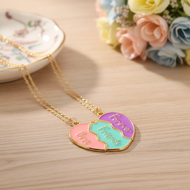 Heart Charm Magnetic Necklace Set for Best Friends 3 Piece Friendship Gift