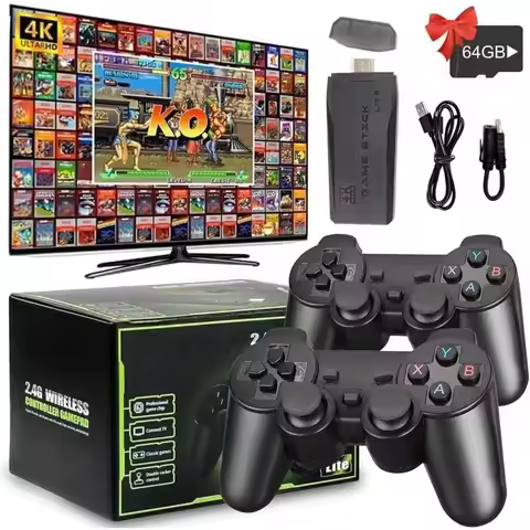 Retro Game Console Stick,64GNostalgia Game Stick with 20000+Video Games, 9 Emulator ConsolePlug a