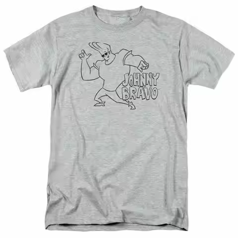Johnny Bravo JB Line Art T Shirt Mens Licensed Cartoon Merchandise Gray
