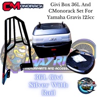 ✲ ۩ ♞( MIO GRAVIS ) 36L GIVI BOX AND CMonorack FOR YAMAHA MIO GRAVIS 125cc