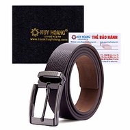 HJ4121 - Dây nịt nam Huy Hoàng lót nhung màu nâu