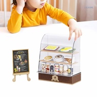 【CH】 Miniature Bakery Display Case with Dessert Figurine Set for Dollhouses Bakery Store Display Kid