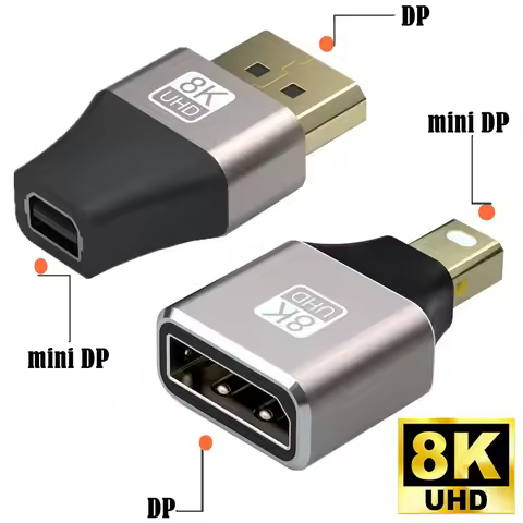 Mini DP Female to DisplayPort Male 8K Extension Converter 8K@60Hz 4K@144Hz 1.4V DisplayPort to Mini 