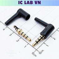 [3 Pieces]- Audio Jack 3.5mm Male 4 Pole Solder Perpendicular Wire Ic Lab VN