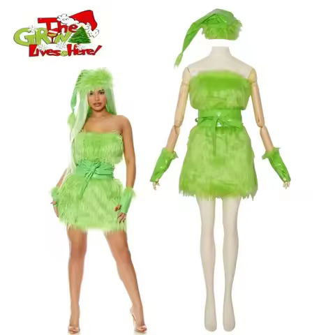 Grinch Cosplay Costume How the Grinch Stole Christmas dress full suits christmas costumes for women