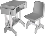 Home Office Chlildren's Study Desk Chair Set Modern simplicity Children Desk Chair Multiple colors available Height Adjustable Ergonomic Comfortable Learning Table (Color : Grey)