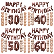 Popular Selection 1bag Rosegold Happy Birthday Number Foil Balloons Adult Birthday Party Decoration 