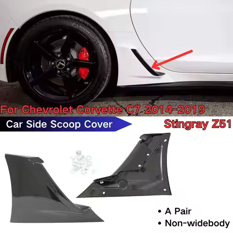 A Pair Car Side Vents Scoop Cover For 2014-2019 Chevrolet Corvette C7 Stingray Z51 Glossy Black Car 