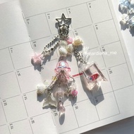Fish in plastic keychain with jellyfish and starfish keychain beads/ keychain beads READ DESCRIPTION