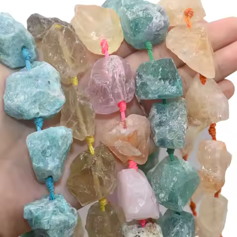 20-30MM Natural Irregular Freeform Raw Stone Amazonite Amethysts Rose Quartzs Crystal Minerals Beads