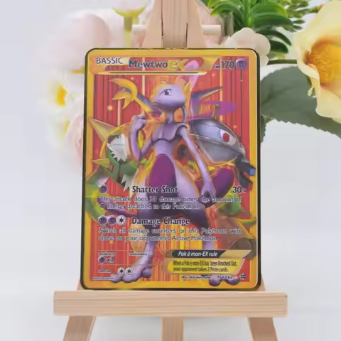 Pokémon Card English Pokemon Cards Mewtwo Monster GX V VMAX Gold Metal Card Anime Charizard Shiny Ba