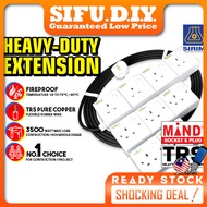 MIND HEAVY DUTY TRS PVC Socket Extension [100% PURE COPPER] 2/5/10/15/30 Meters Wire 2/3/4 Gang with SIRIM Plug &amp; Socket Switch 13Amp 1mm 1.5mm Wire Cable Extension