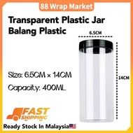 400ML Transparent Plastic Jar Food Packing/Balang Plastik Bekas Kuih Raya Bekas Sambal/黑色透明塑料罐 新年饼罐 食品罐