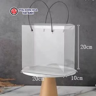 Hộp Túi Mica Trong Suốt KT 20*20*10cm Quai Đen Đựng Hoa Quà