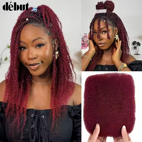 QVR Brazilian Afro kinky Curly Bulk Human Hair For Braiding 99J Remy Hair Bundle 50g/pc Natural Colo