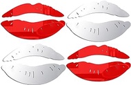 4 Sets 3D Large Lips Mirror Wall Stickers, Kiss Shape Wall Art Decals, Acrylic DIY Self-Adhesive Wallpaper Murals for Bedroom, Living Room, Bathroom Home Decor (2 Pcs Silver and 2 Pcs Red)