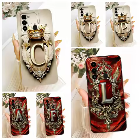 For Tecno Spark 8C Case Spark8C KG5k KG5j KG5n Cover Luxury Letters Crown Funda Back Shell For Tecno