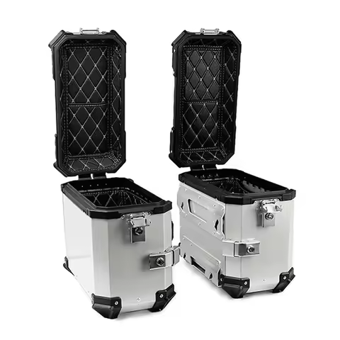 Factory Hot Selling Aluminum Motorcycle Side Box 35L 38L Lock Lage Storage Boxes Universal