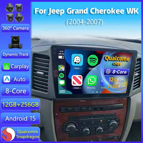 Android 15 Carplay Auto For JEEP Grand Cherokee WK 2004 2005 2006 2007 Multimedia Car Radio Navigati