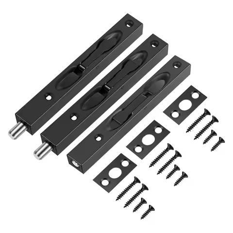 3PCS/Set Flush Bolt Door Lock Stainless Steel Bolt Latch with Wide Thick Handle Security Anti Theft 