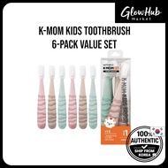 K-MOM Kids Toothbrush 6-Pack Value Set – Step 1 6P (Ages 2–5) / Step 2 6P (Ages 5–8)