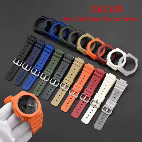 Resin Strap for Casio Farm Oak GA-2100 GA-2110 Refit Bumper Watchband Protective case Cover for gsho