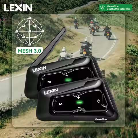 Lexin MeshCom MESH & Bluetooth Intercom For Motorcycle Helmet Headset,Mesh intercom up to 24 people 