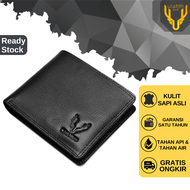 Dompet Pendek Pria Kulit Sapi Asli Leaderbag Hitam Premium Terbaru Wallet Lipat Branded Elegan ENMA