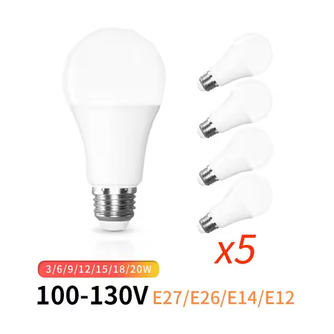 5PCS/lot LED Lamp 100-130V E27 E26 E14 E12 LED Bulb 3W 6W 9W 12W 15W 18W 20W Led Light Bulbs Bombill