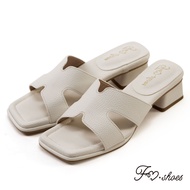 FM SHOES Fashionable Modified High Heel Slippers White