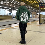 [S - 7XL] Korean Style Women's Hoodie, Screen Printed Model TO YOUNG TO SO SAD OversizeBe Size SML X