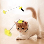 1pcs Self-amused Cat Toy Telescopic Interactive Funny Cat Feather Head-mounted Bounce Stick Toys Pet