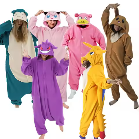 Snorlax Squirtle Psyduck Onesie Kigurumi Gengar Cosplay Costume Halloween Adult Anime Eevee Pajamas 