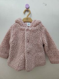 baby GAP (12-18m) 冬季羊羔毛熊寶寶造型厚棉保暖外套(粉)