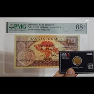 PMG68 EPQ Top Pop 100 Rupiah 1959 Bunga TDLR