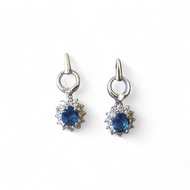1.35ct Light Blue Sapphire and Diamond Halo drop Earring