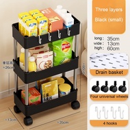 3 /4 Tier Trolley Storage Rack Multifunction Home Kitchen Rack Book Shelving Toys Snack Storage Shelves Office Movable Shelves