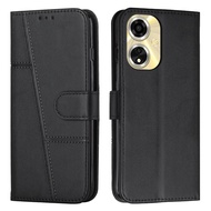 Phone Case For OPPO A59 5G Skin Feeling PU Leather Case With Card Slot Bracket Shockproof Design