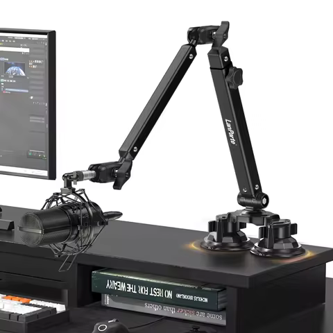 Lanparte djustable Microphone Stand With suction cup Cable Managment/Desk Mount, Suspension Boom Arm