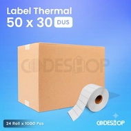 1 Box 24 Rolls Barcode Labels 50 x 30 Direct Thermal 50x30mm 1000 Pcs