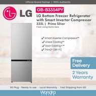 LG 335L Bottom Freezer Refrigerator with Smart Inverter Compressor (Prime Silver) (GB-B3354PY)