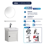 [VATER] 4020 Aluminium Bathroom Cabinet Basin Set Ceramic Sink With Round Mirror Shelf Set White Cab