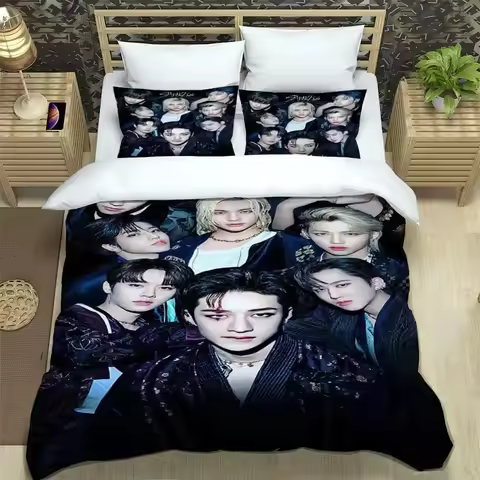 K-pop Group 3D Printed Bedding Set S-Stray-K-Kids Duvet Cover Pillowcase Single/Twin/Full/Queen Size