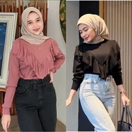 Nuna Blouse Knit Raffle | Azalea Blouse, Korean Style Aesthetic Muslim Women's Top