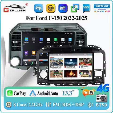 13.3" Android Auto Car Radio Tape Recorder for Ford F-150 F50 2022-2025 Sync4 CarPlay GPS Map Naviga