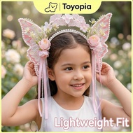 Fairy Butterfly Flower Headband Ribbon Pearl Hair Hoop Girls Hair Accessories Party Dress Up Toy