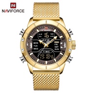 NAVIFORCE Watch Men Stainless Steel Military Army Waterproof Man Wristwatch Digital Quartz Male Clock  9153