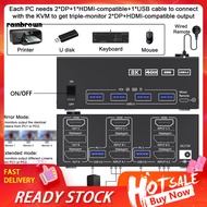  Multi-computer Kvm Switch Triple Monitor Kvm Switch High Performance 2-in-3-out Kvm Switcher with Usb3.0 for Computer 8k30hz 4k144hz Edid Simulator Us Plug Top Seller