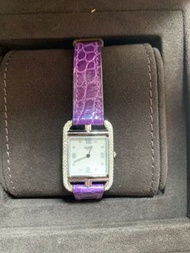 Hermes 紫色鱷魚皮鑽石手錶
